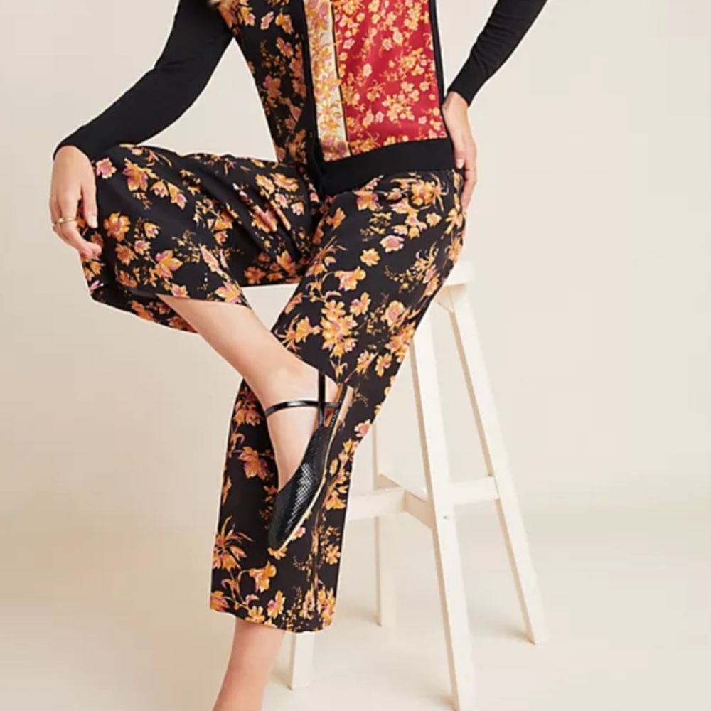 Anthropologie Della Wide Leg Floral Pants, sz 6